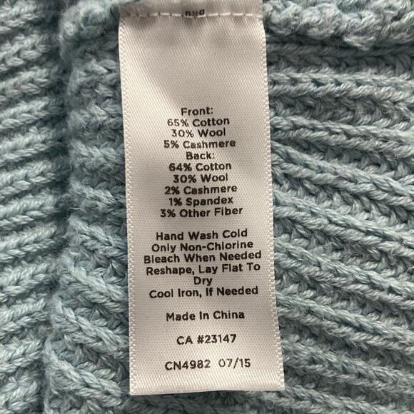 Talbots Cable Knit Sweater Womens Pp Blue Turtleneck Long Slv Cashmere Blend - Picture 8 of 10